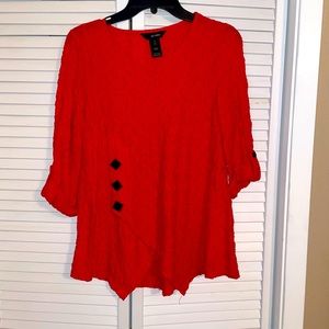 Red patterned blouse by Ali Miles